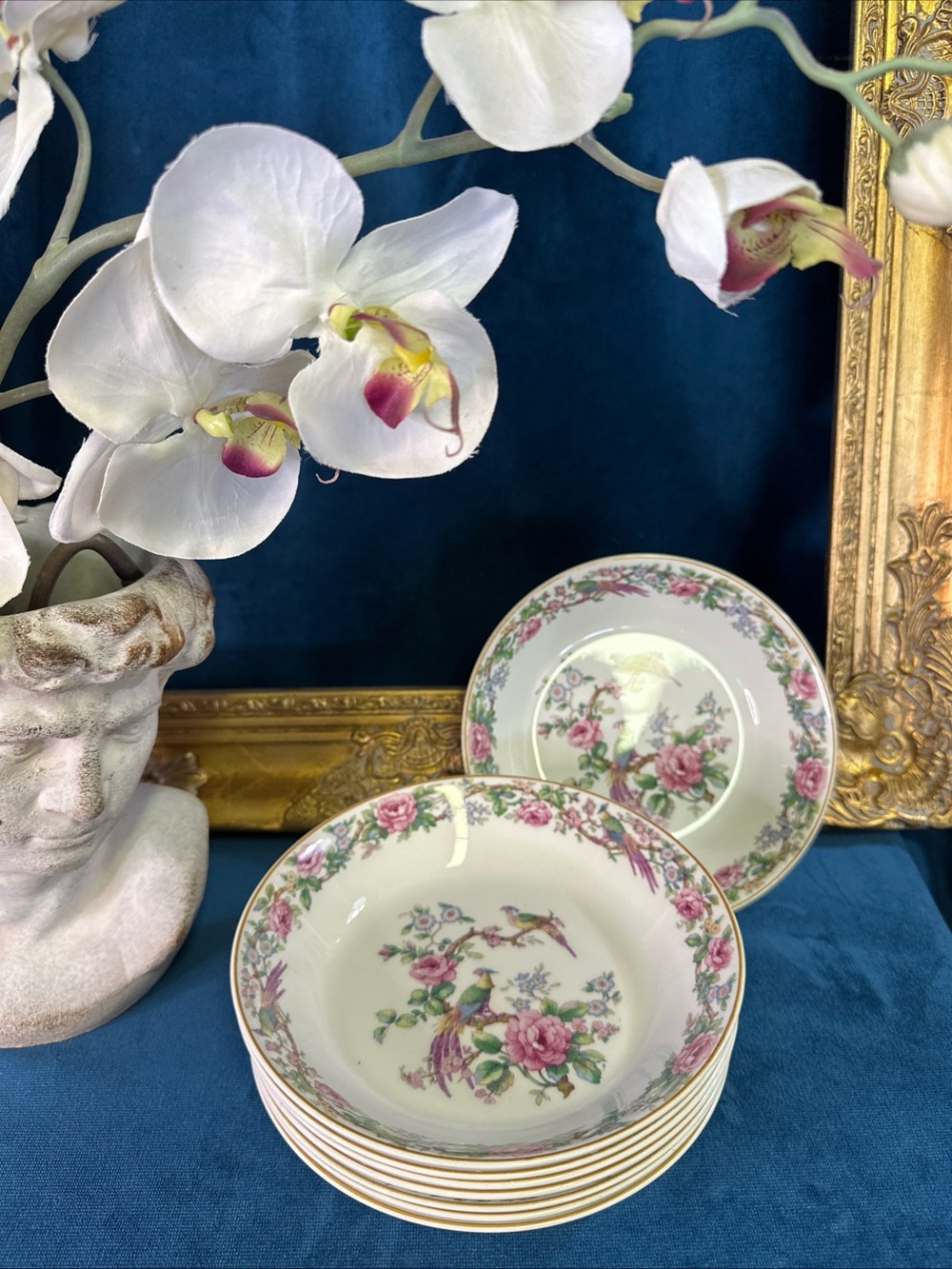 Set Of 8 Johnson Brothers England Chelsea Bird Rose Cereal Soup Bowls EUC 7.5”